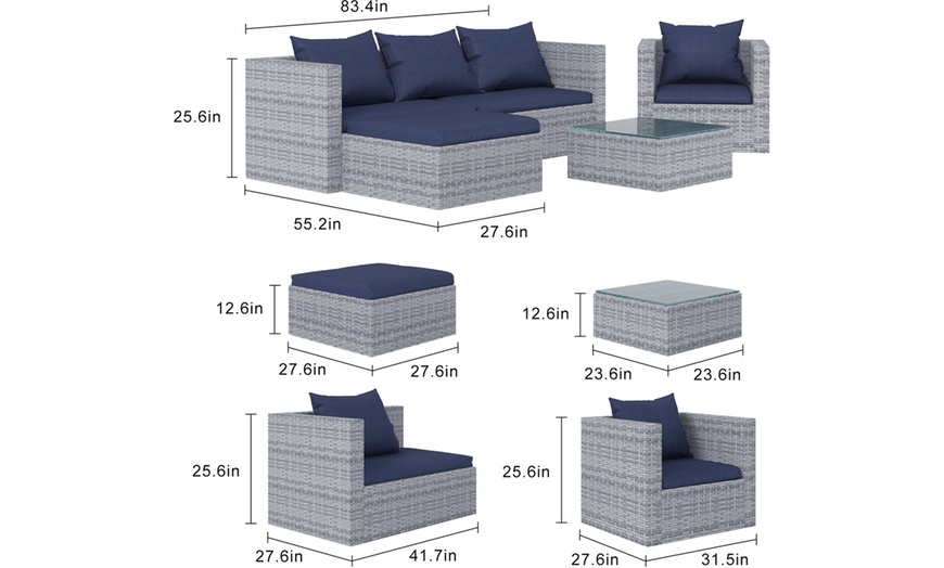 Image 9: Modular Corner Rattan-Effect Furniture Set with Optional Cover