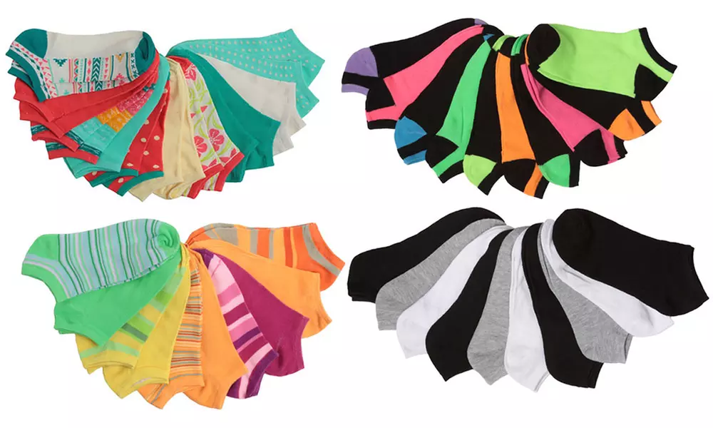 Tipi Toe Women's Colorful Patterned No-Show Socks (20-Pack) - Primary Image