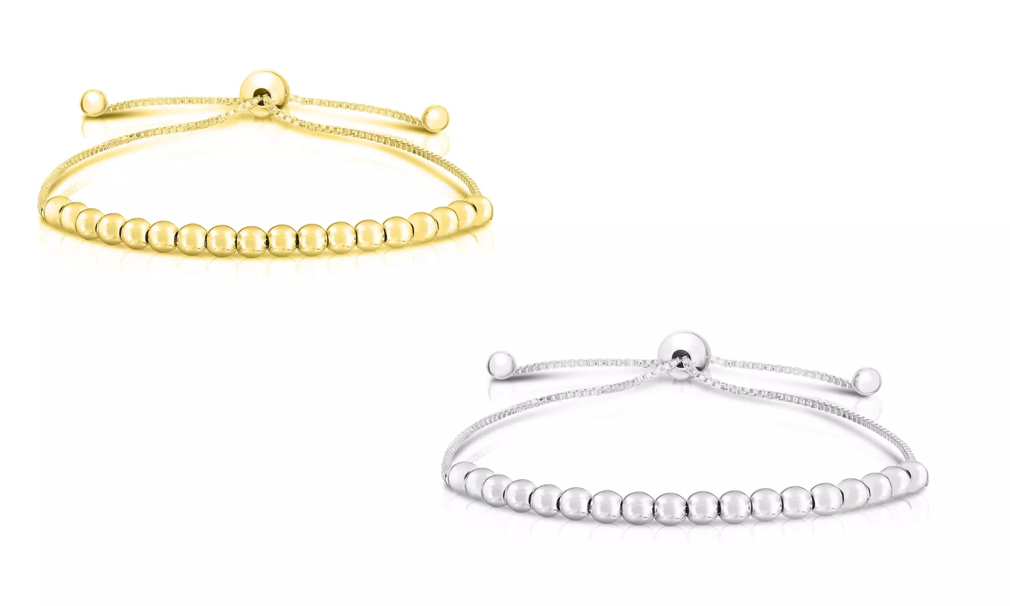 Italian Made Sterling Silver Adjustable Beaded Slider Bracelet