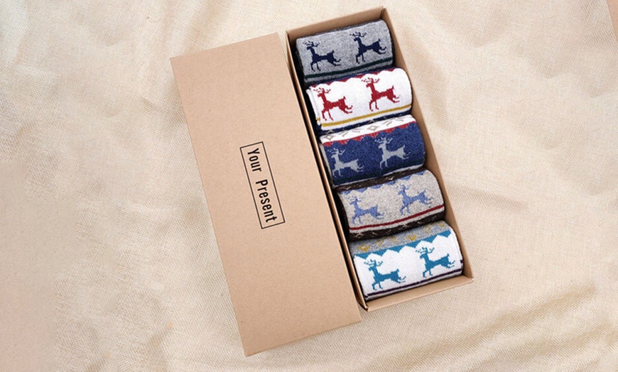 Image 4: Set of Five Pairs Wool Men's Socks 