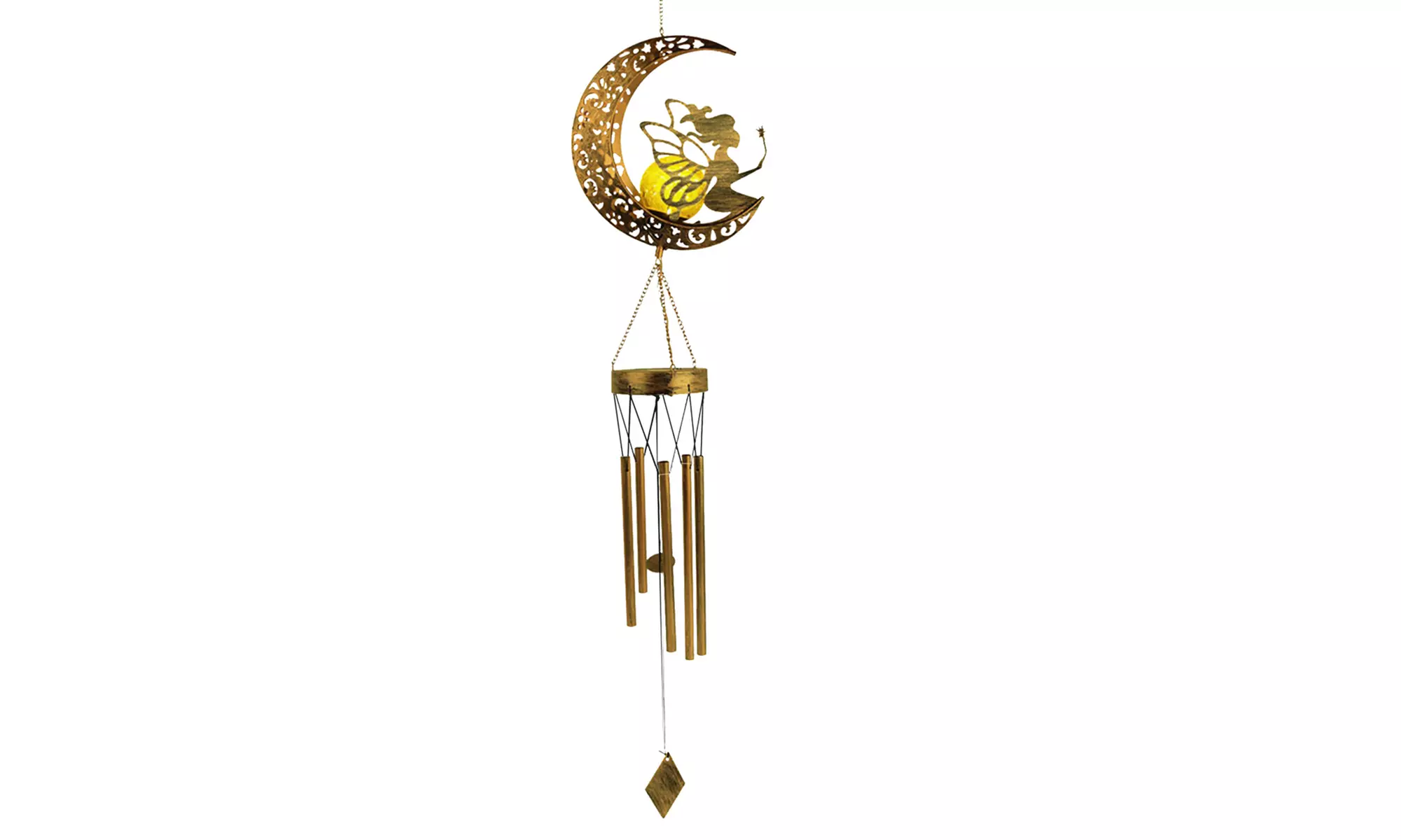 Solar Wind Chimes Outdoor Garden Waterproof Metal LED Hanging Chime Decor