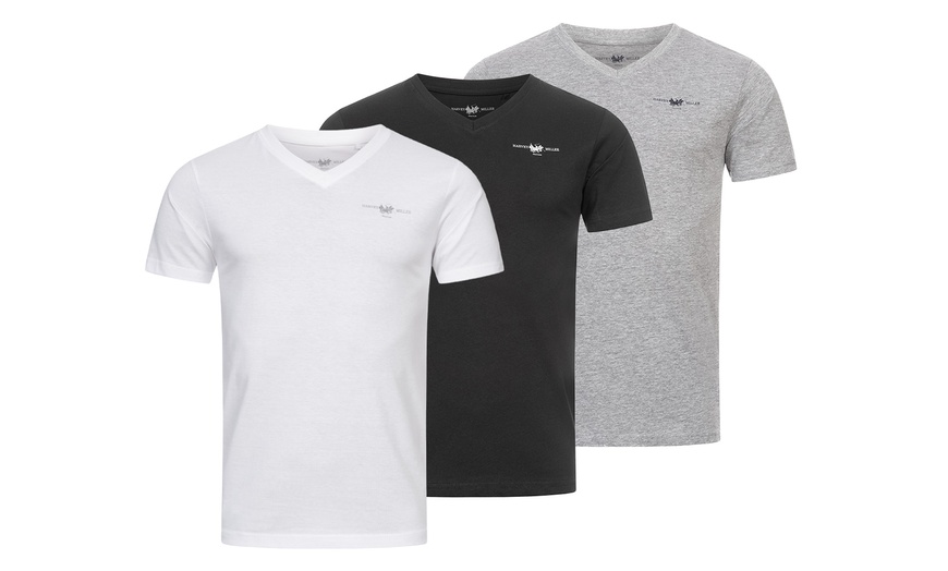 Image 1: 2er- oder 4er-Set Harvey Miller Herren T-Shirt mit V-Ausschnitt