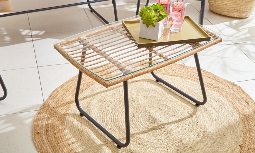 Image 5: Four-Piece Neo Wicker Bamboo Style Garden Sofa Table Chairs Set