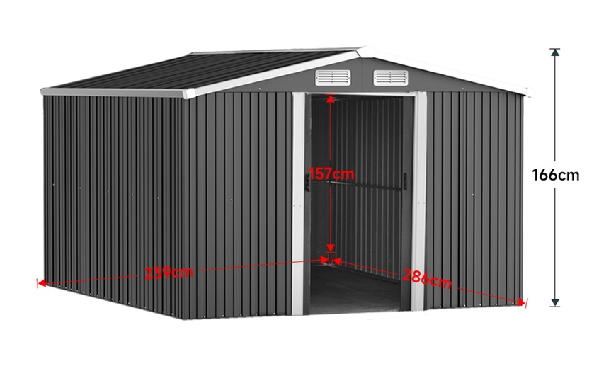 Image 26: Large Metal Garden Tool Storage Shed in 6 Styles