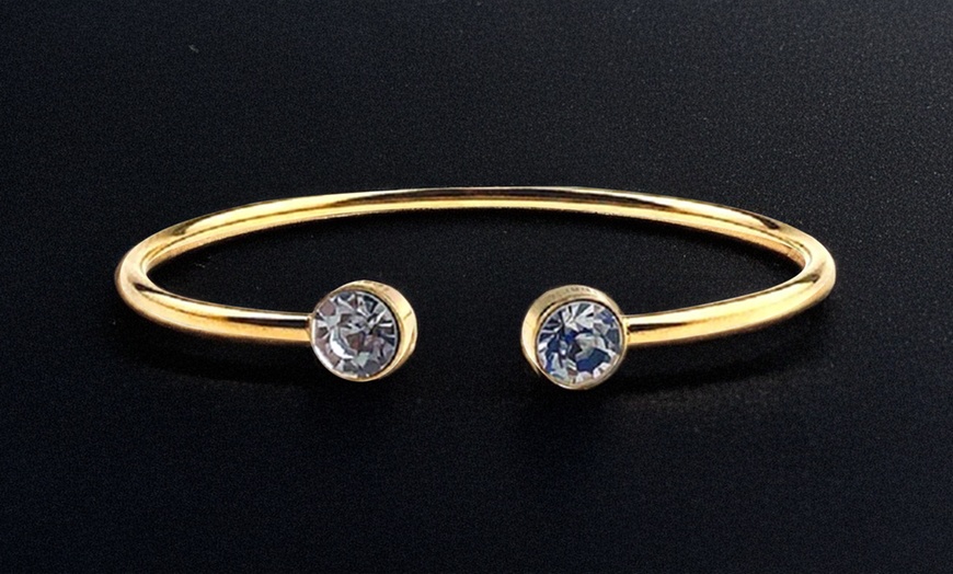 Image 1: Paris Jewelry 24k Yellow Gold Plated Round Alexandrite Stackable Bangle Bracelet