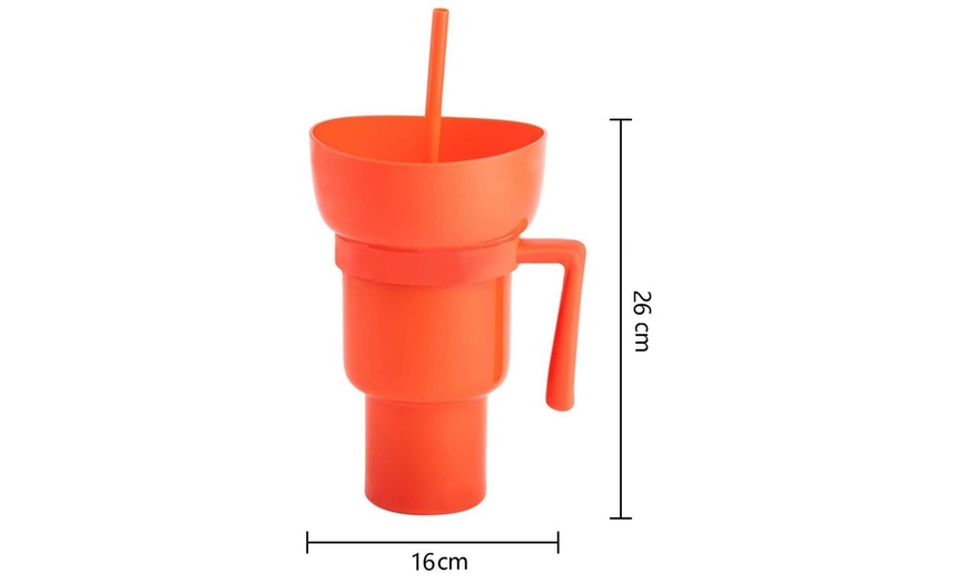 Image 17: Two-in-One Cup Bowl Combo with Straw