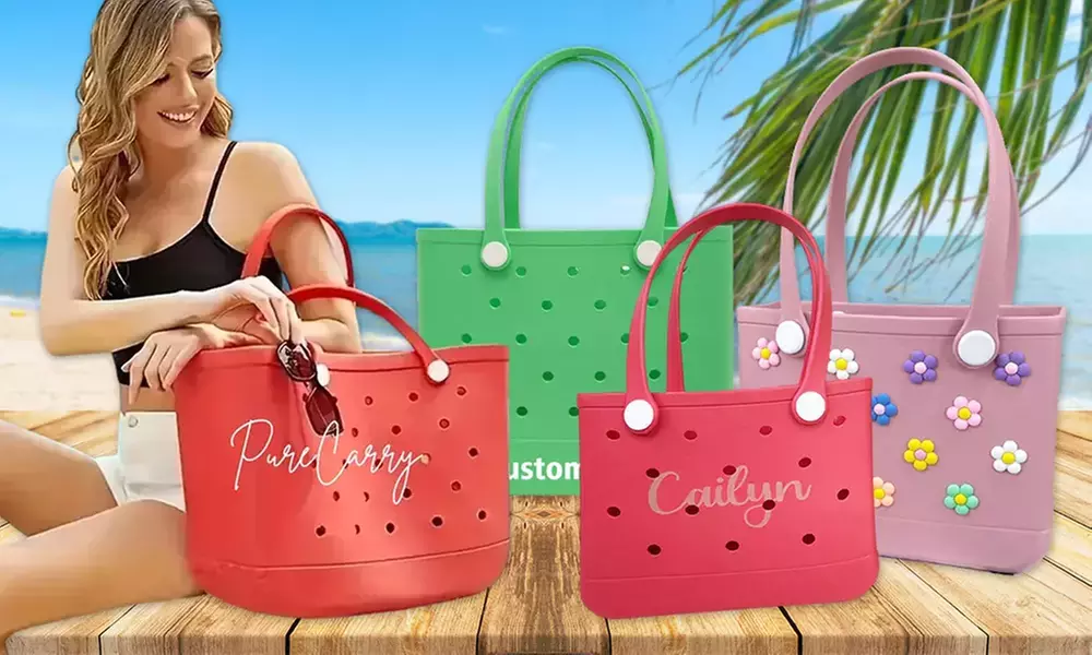 Get Mom beach-ready with these trendy, Waterproof Custom Beach Bags