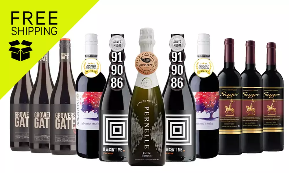 FREE SHIPPING: Red Wine Gamechanger Mixed – 10 Bottles + 1 FREE Non-Alc Sparkling (Up to 68% Off) - Primary Image