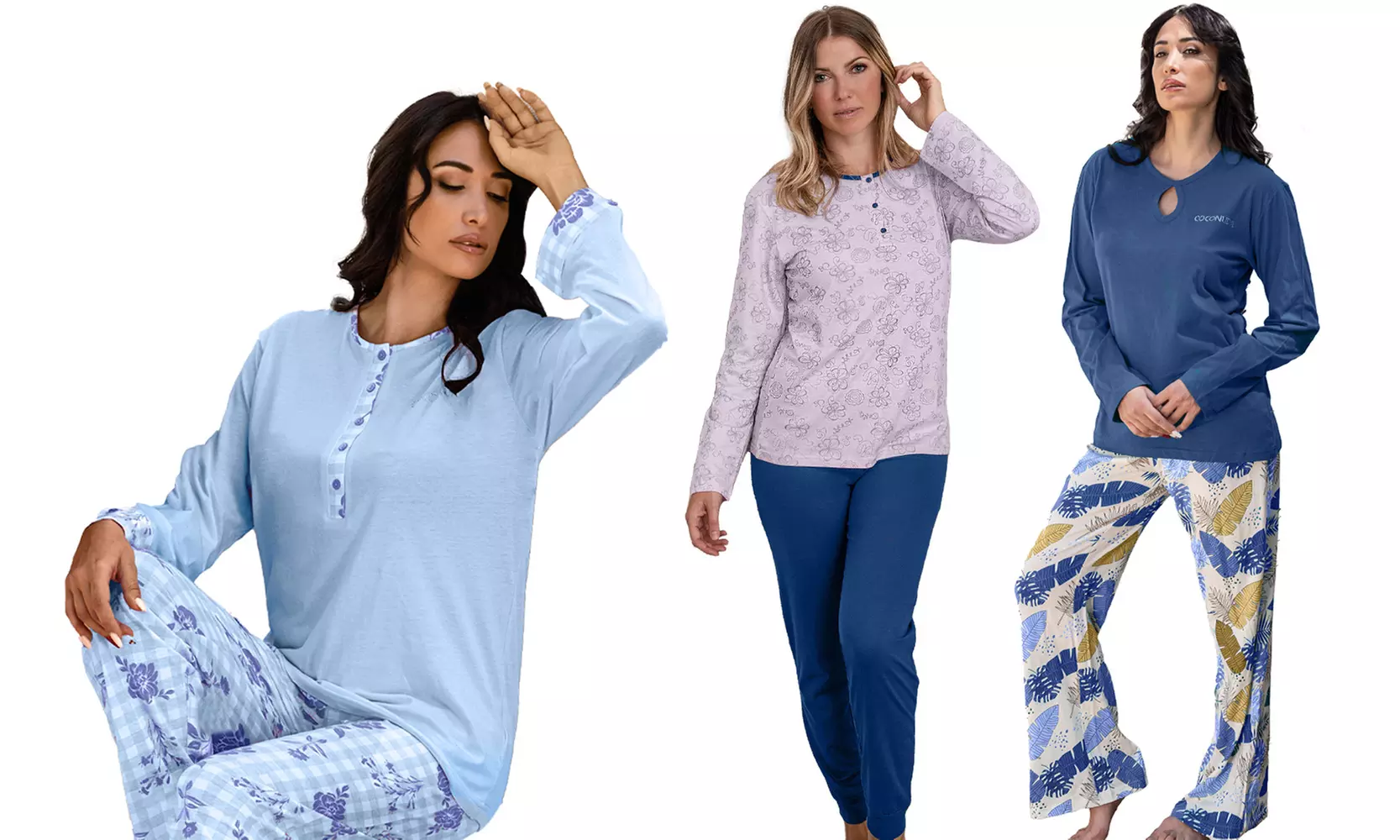 Pigiama lungo da donna De Fonseca o Coconuda, disponibile dalla S alla XL e in vari colori - Primary Image