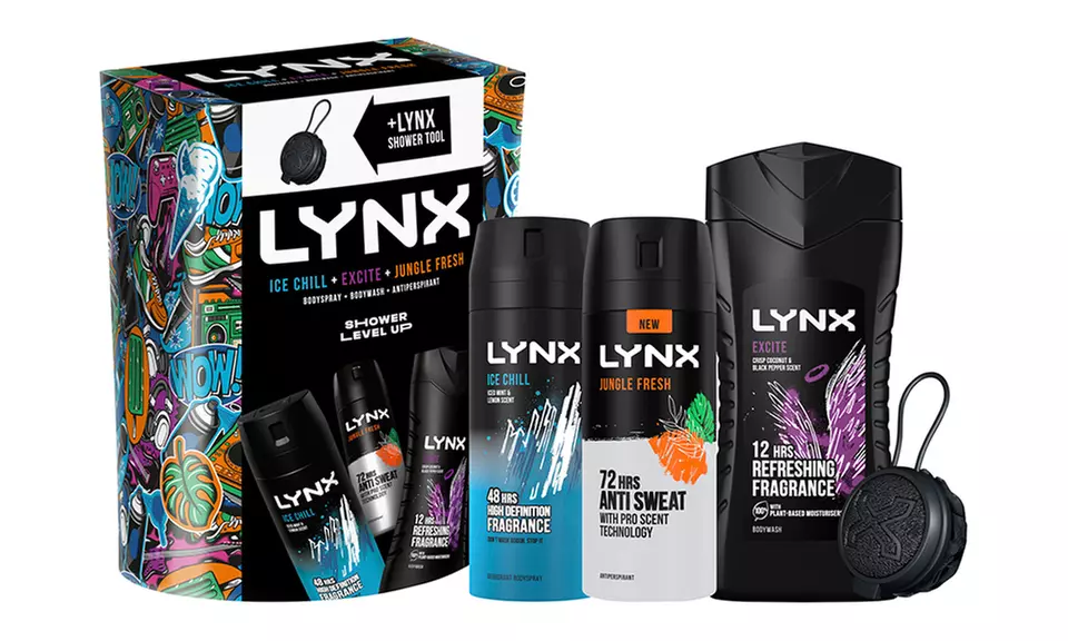Lynx Shower Level up Ice Chill, Excite, Jungle Fresh Gift Set for Men