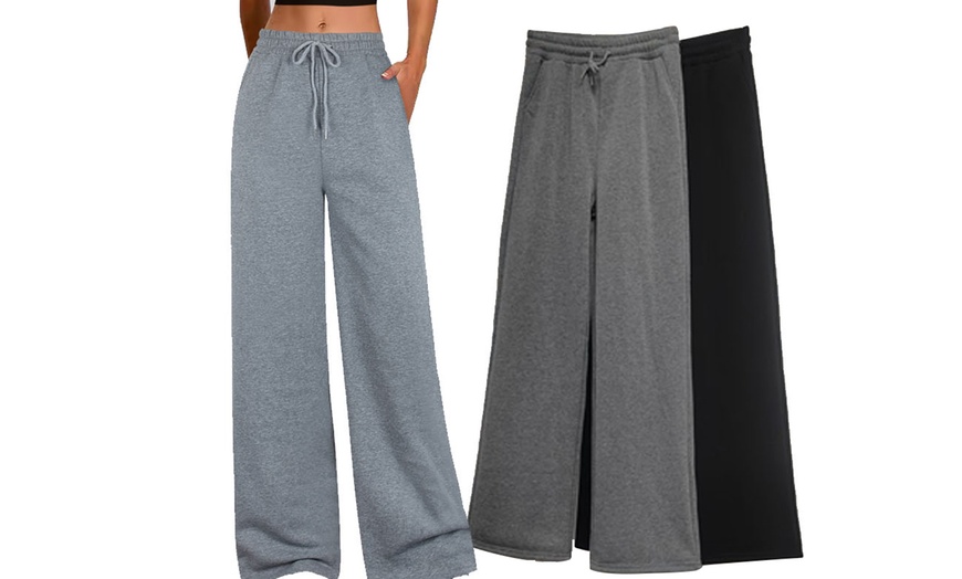 Image 13: Plain and Seam Front Wide Leg Trousers