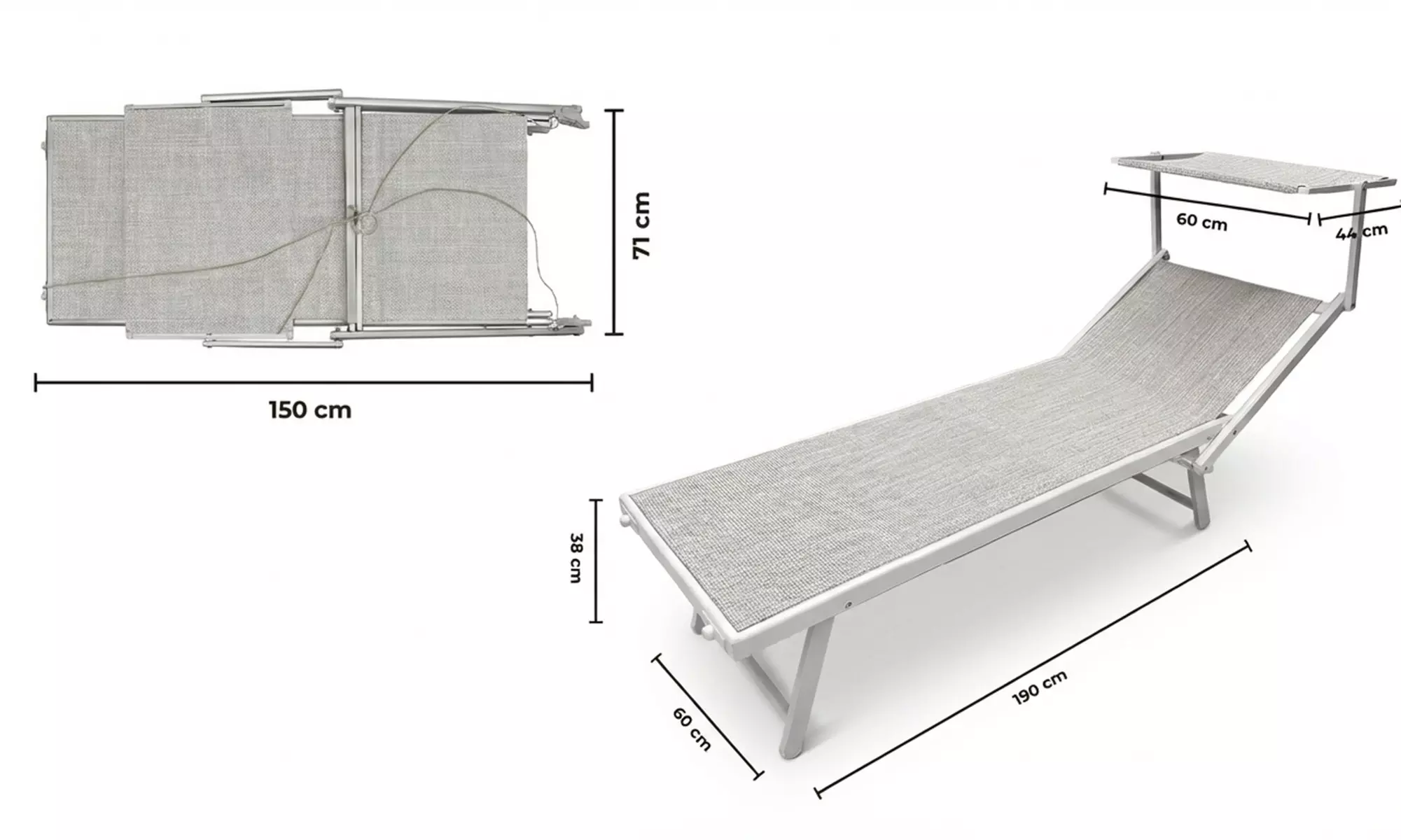 Lettino prendisole professionale in alluminio