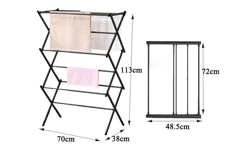 Image 13: Three-Tier Extendable Clothes Airer