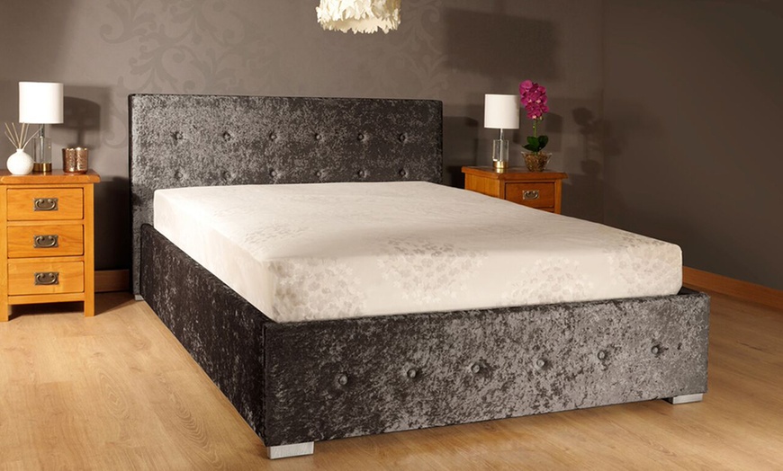 Image 2: Crushed Velvet Ottoman Bedframe with Optional Mattress