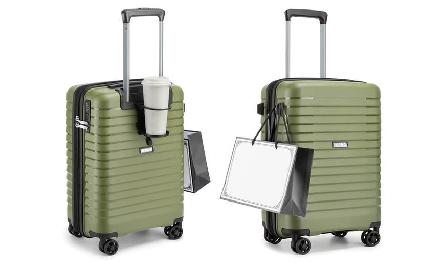 Image 12: 1x oder 2x Kono Hartschalen-Reisekoffer mit Getränkehalter