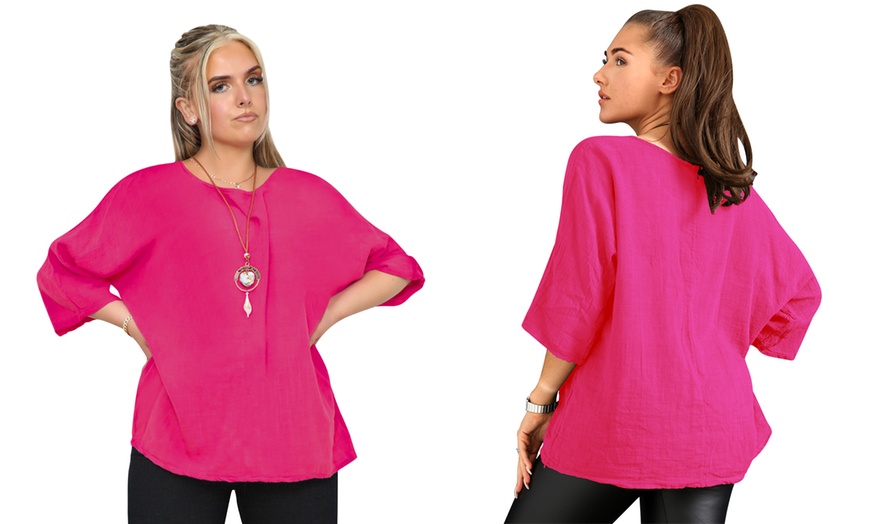 Image 20: Love My Fashions Women's Plain Necklace Tunic Top