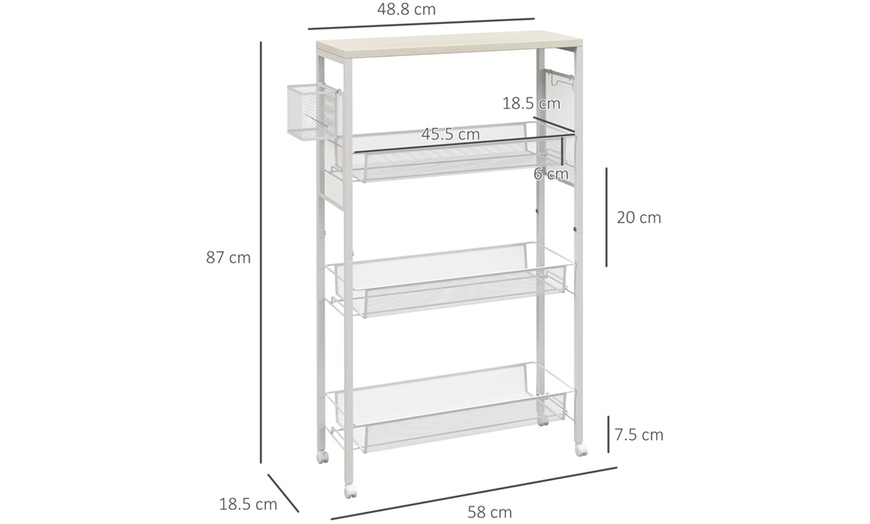 Image 8: HOMCOM 3-Tier Kitchen Cart