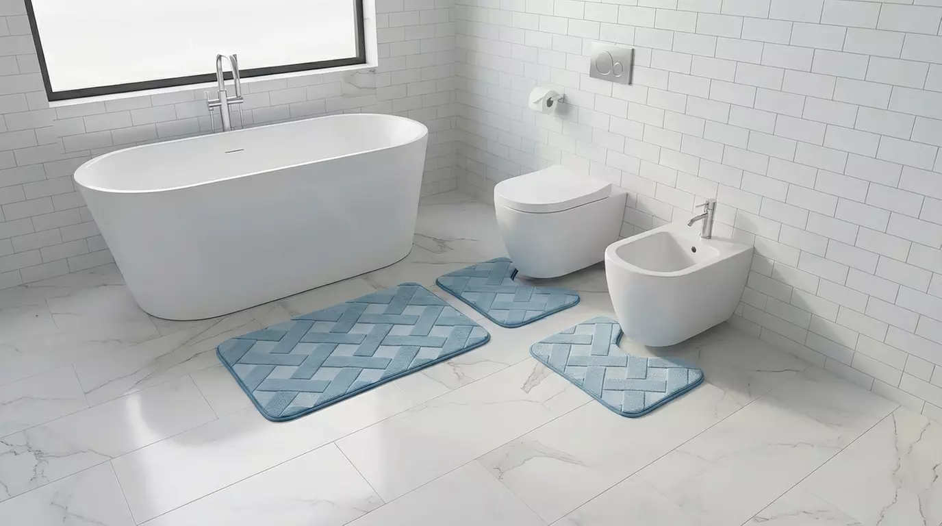 Set di 3 tappeti bagno memory antiscivolo