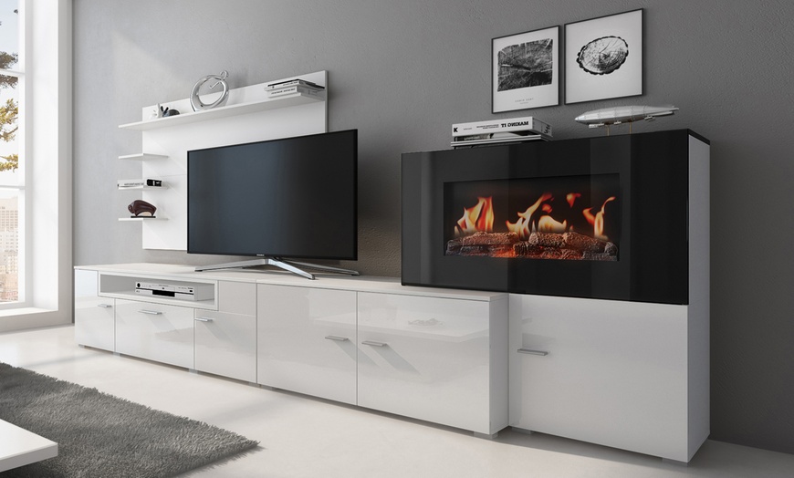 Image 2: Mueble de salón con chimenea eléctrica