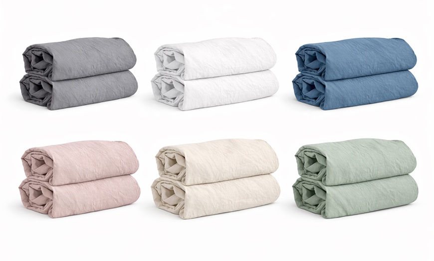 Image 2: 1 ou 2 draps-housses en microlavée, bonnet de 25 cm