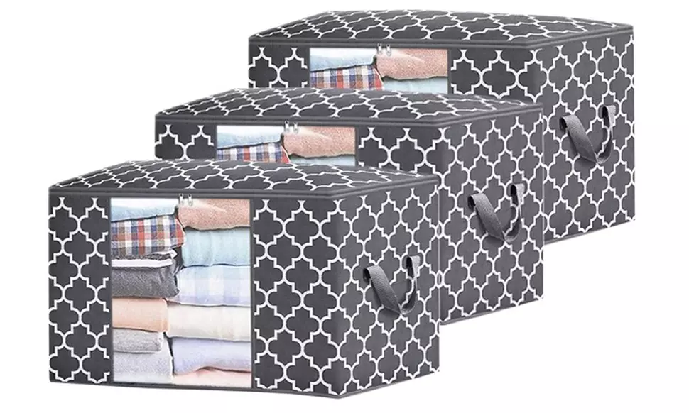 3-Pack 100L Large Capacity Clothes Storage Organizer with Reinforced Handle