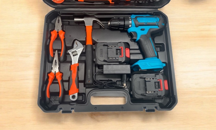 Image 7: Kit de herramientas de 100 piezas con taladro atornillador