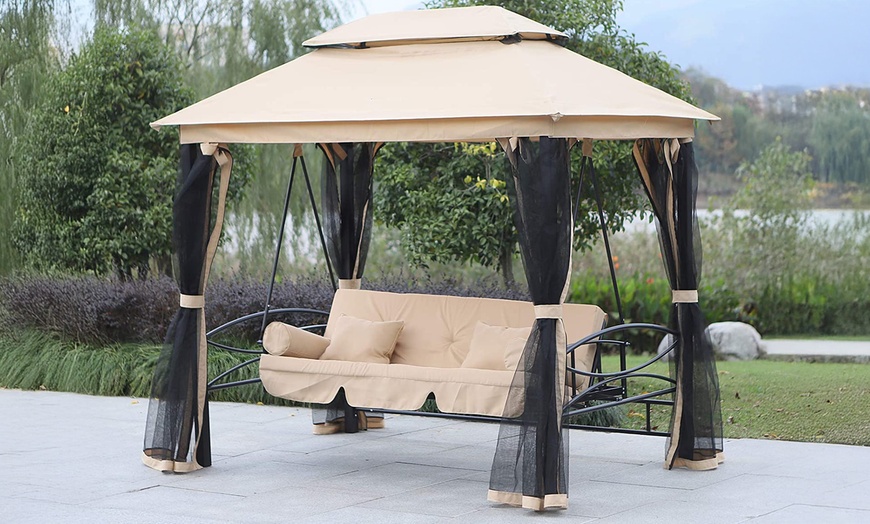 Image 2: Outsunny Three Seater Swing Chair