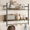 Image 3: HomCom Wall Shelf Unit with Four Hooks for Living Room, Entryway