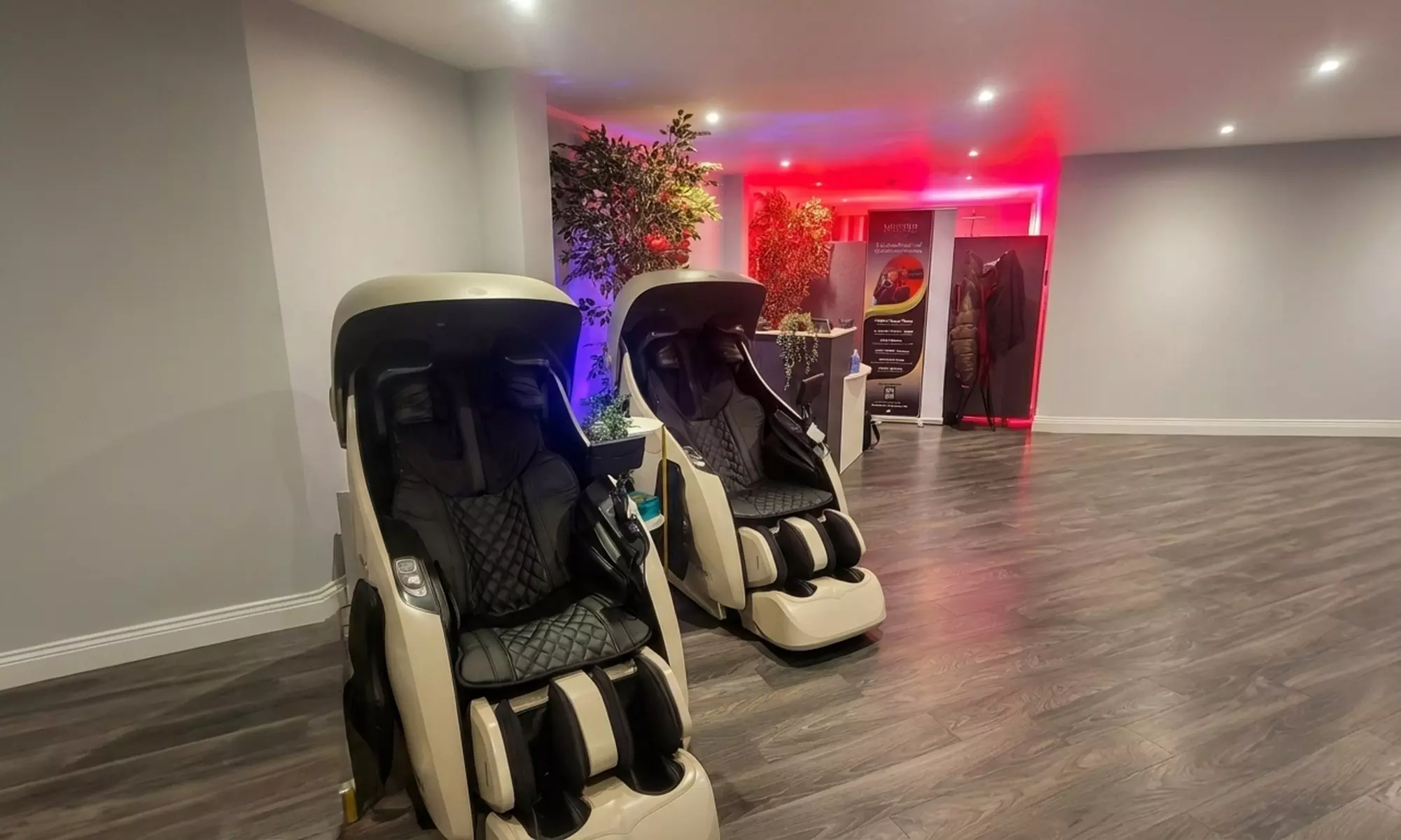 Infrared Sauna Red Light Therapy and AI Massage Chair Sessions