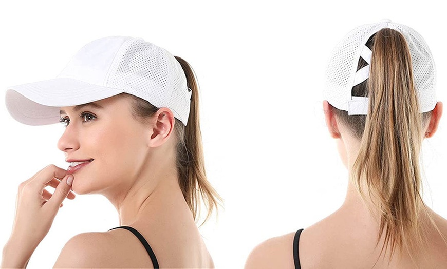 Image 16: Women's Criss-Cross Ponytail Baseball Cap