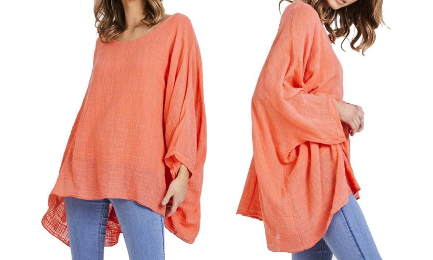 Image 3: Oversized Linen Kaftan Top