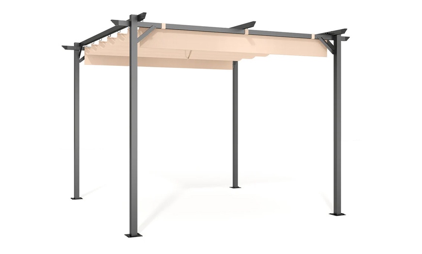 Image 9: Pergola with Retractable Sun Shade Canopy