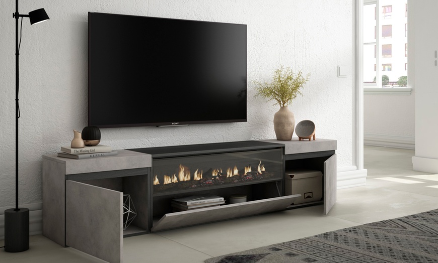 Image 6: Modernes TV-Lowboard (200cm) - Wahlweise mit 3D-Elektrokamin oder extra Stauraum