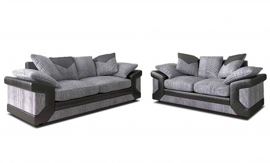 Image 2: Dual-Tone Fabric Sofa Set