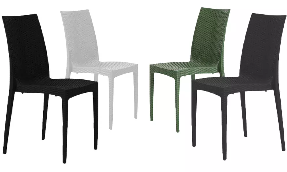 Set di 4 sedie da giardino in polipropilene stile Rattan