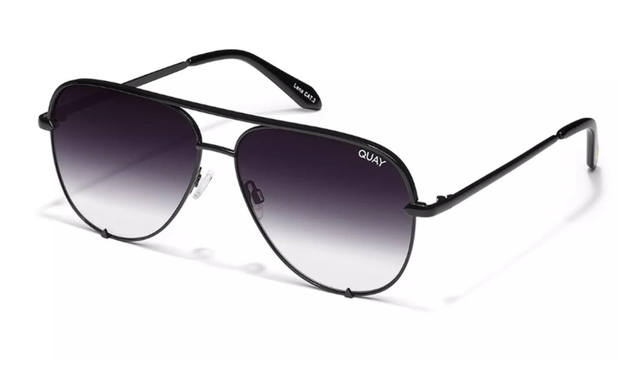 Image 1: Quay Australia Mini Black Frame Sunglasses with Black Fade Lense