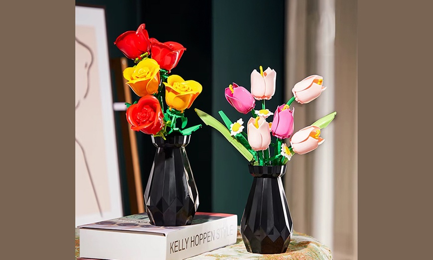 Image 1: Tulip and Rose Building Block Sets, for Ages 8 and Up