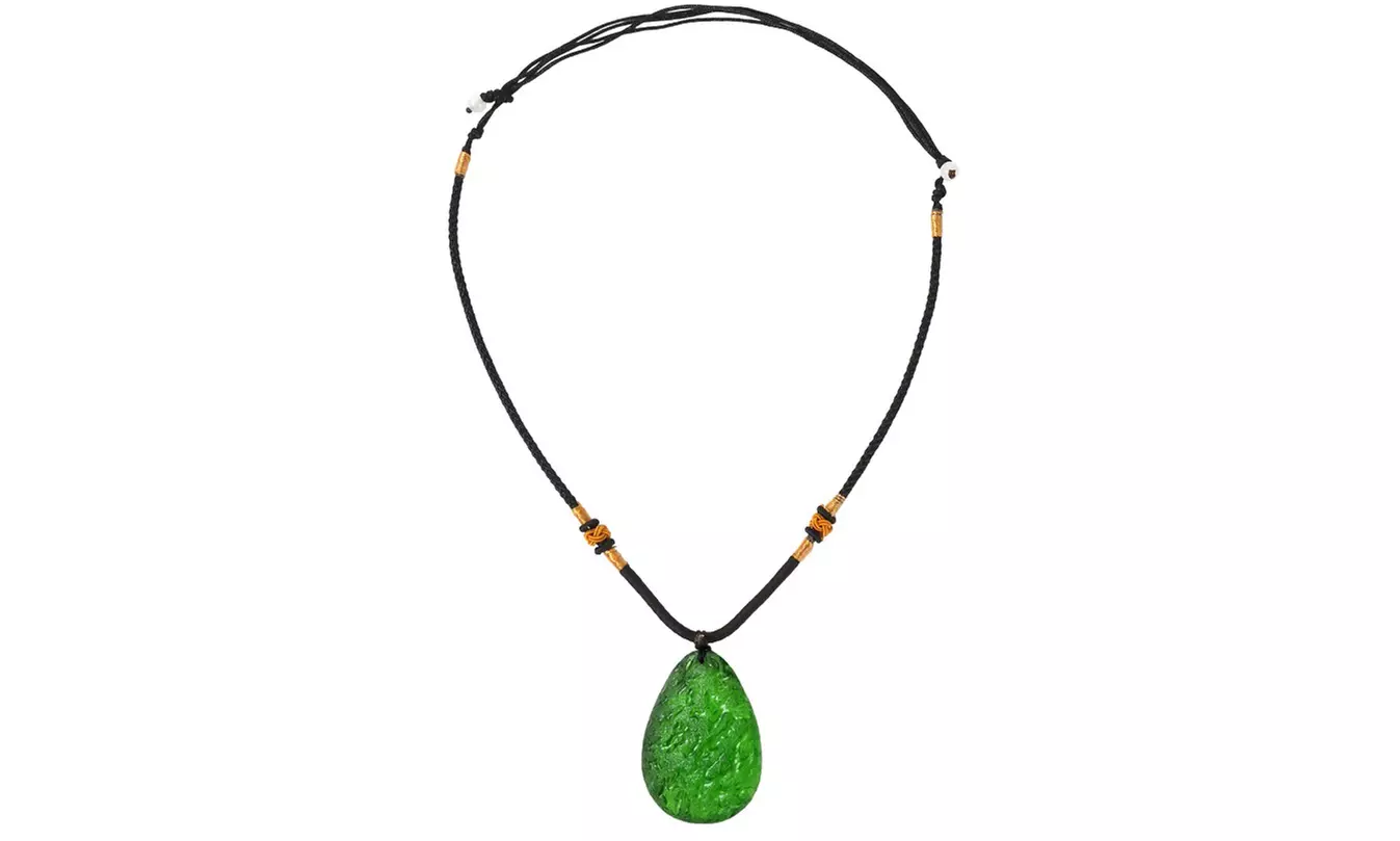 Moldavite Crystal Gravel Green Charm Oval Stone Pendant Necklace