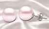 Paris Jewelry 24k White Gold Plated 6 MM Pink Pearl Stud Earrings