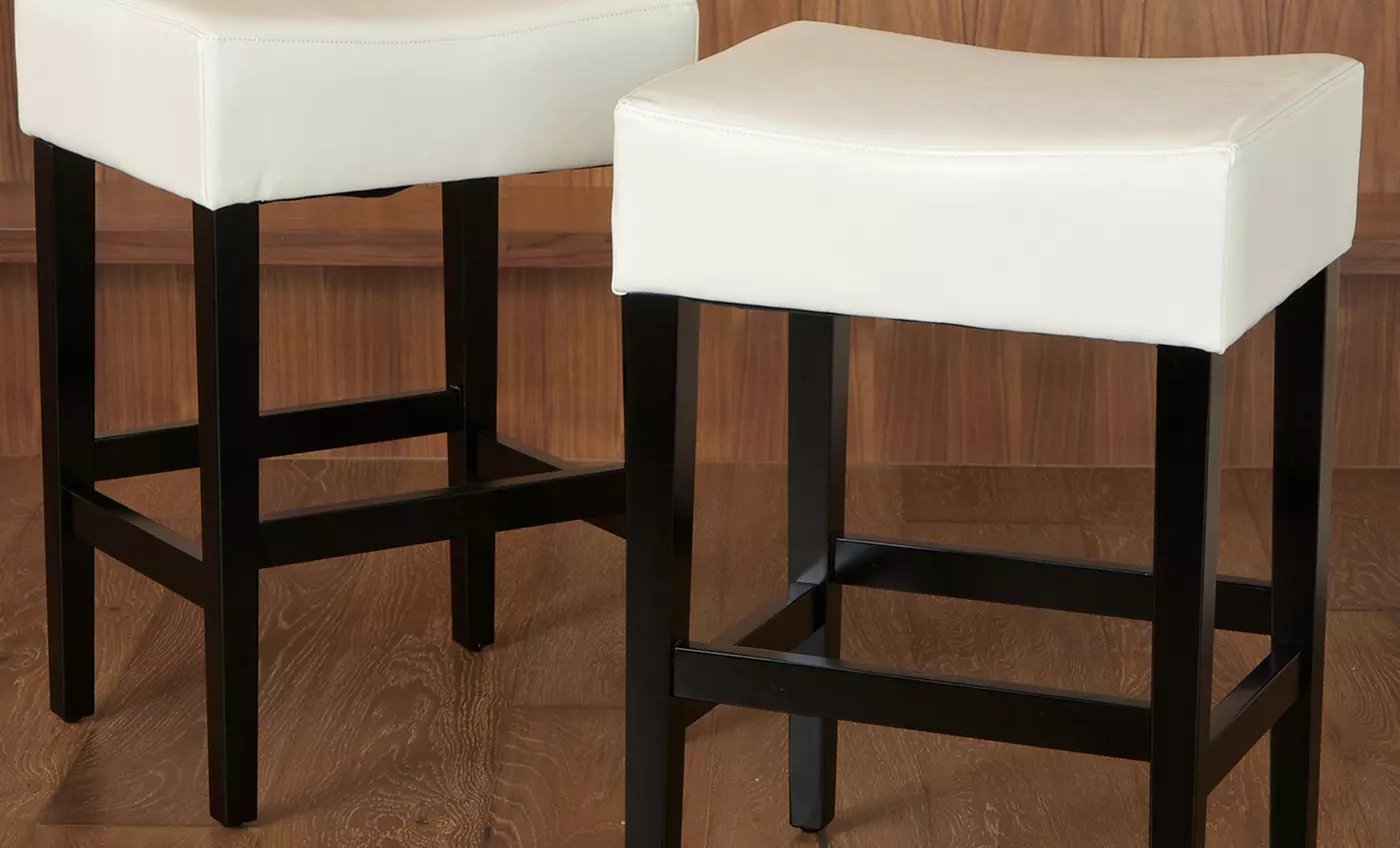 Backless Leather Counter Stools (Set of 2) - Second Medium