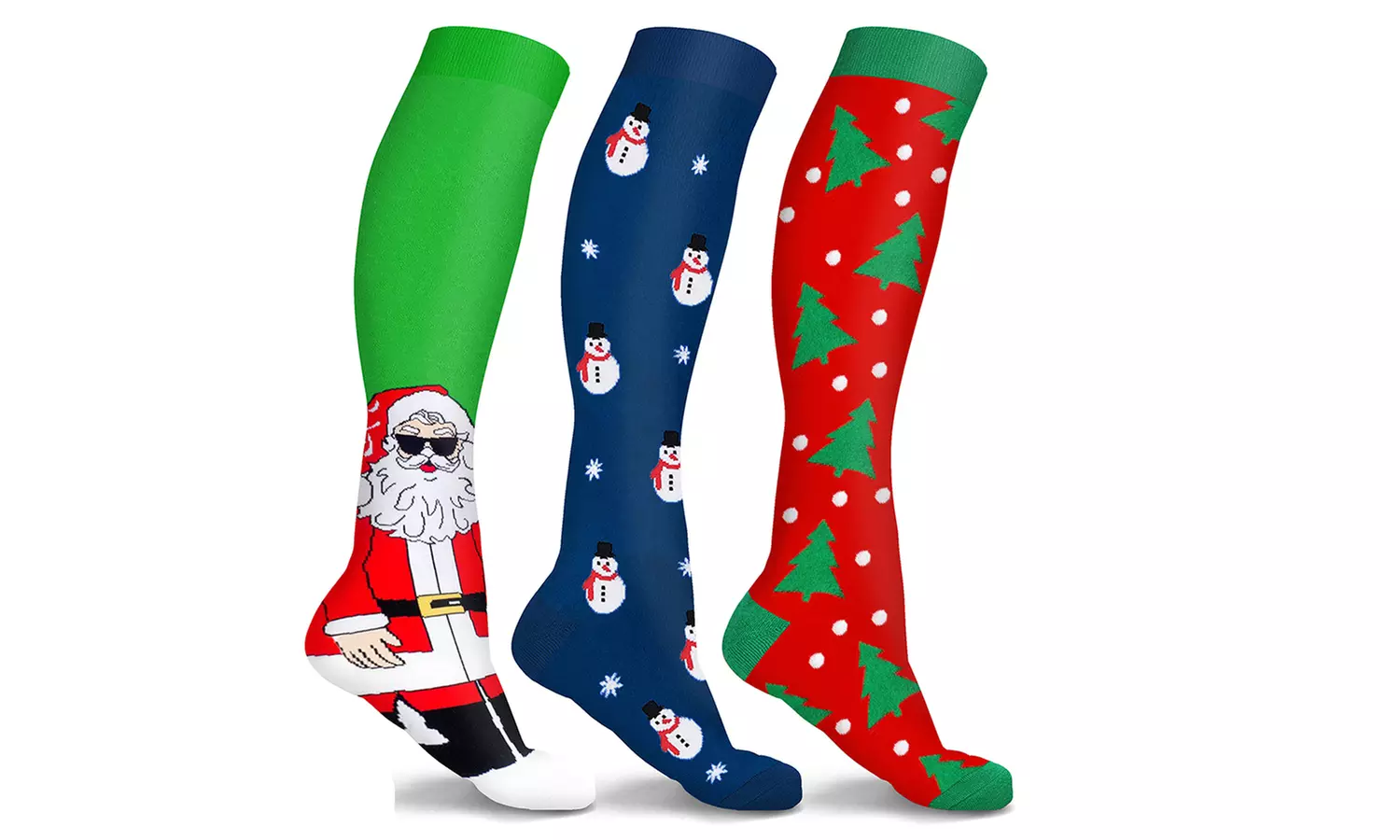 DCF Holiday Cheer Knee High Compression Socks (3 Pairs) - Second Medium