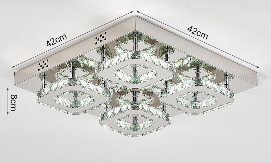 Image 6: Crystal LED Semi-Flush Ceiling Light with Chrome Finish