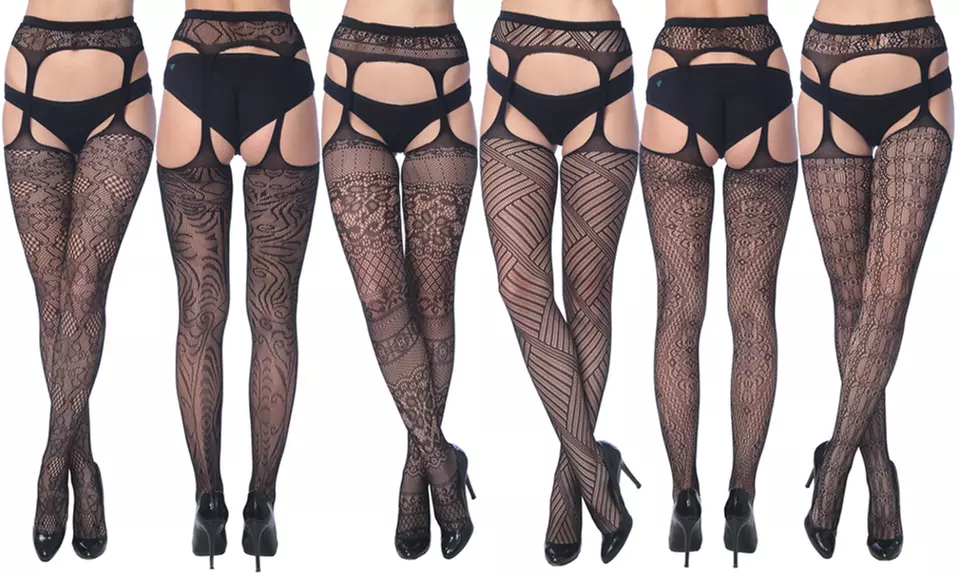 Frenchic Fishnet Suspenders in Regular and Plus Sizes (6-Pack) - Second Medium
