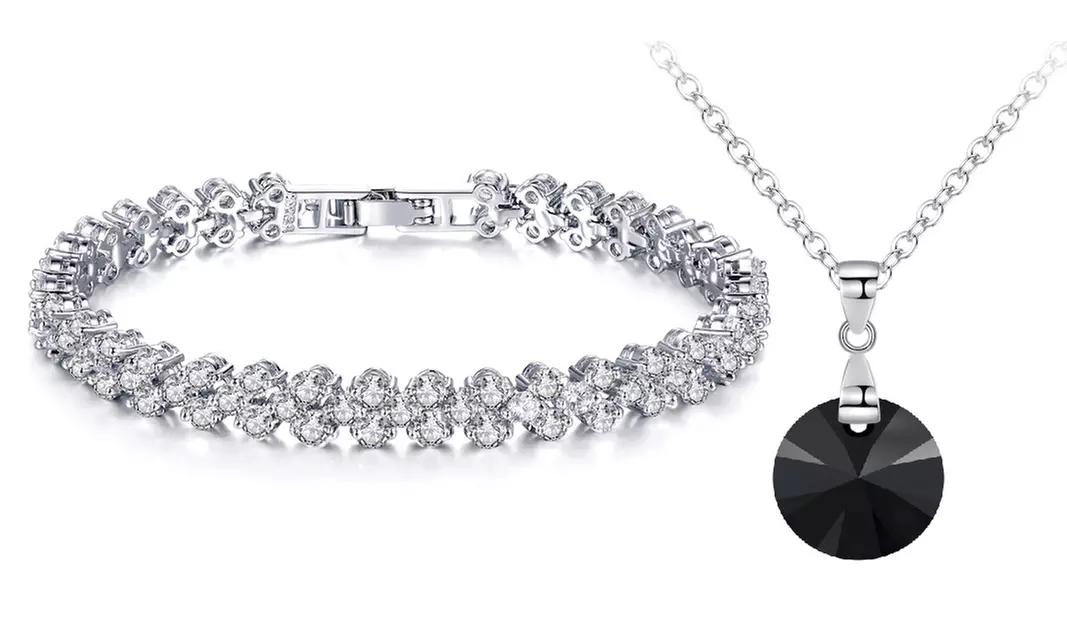 Braccialetto con zaffiri artificiali da 7 ct più collana con cristallo disponibile in 5 colori - Image 6