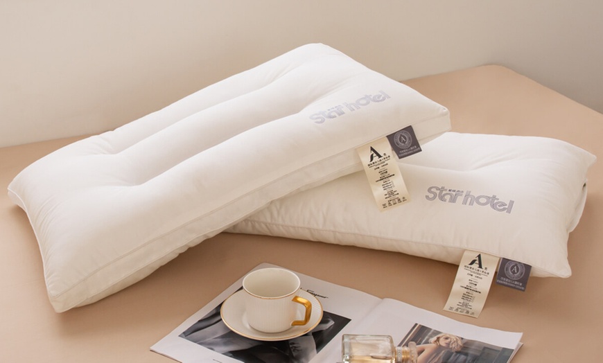 Image 20: 100% Cotton Hotel Grade Neck Support Pillow 2 Pack Set
