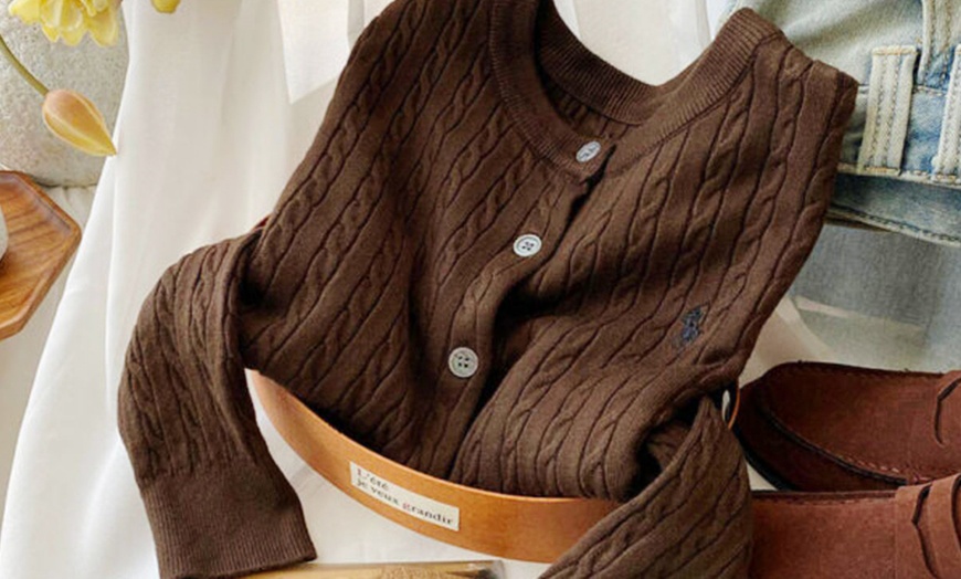 Image 6: Women’s Knitted Button-Down Cardigan Sweater