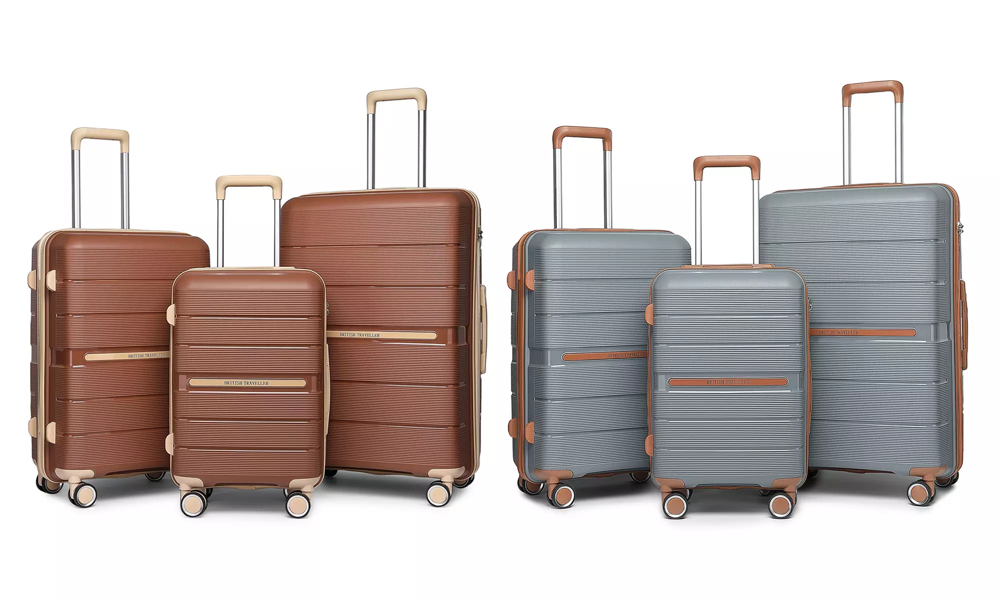 1x oder 3x British Traveller Hartschalenreisekoffer in Grau oder Braun in der Größe nach Wahl - Primary Image