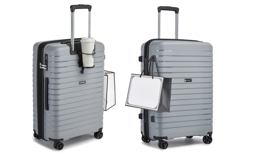Image 18: 1x oder 2x Kono Hartschalen-Reisekoffer mit Getränkehalter