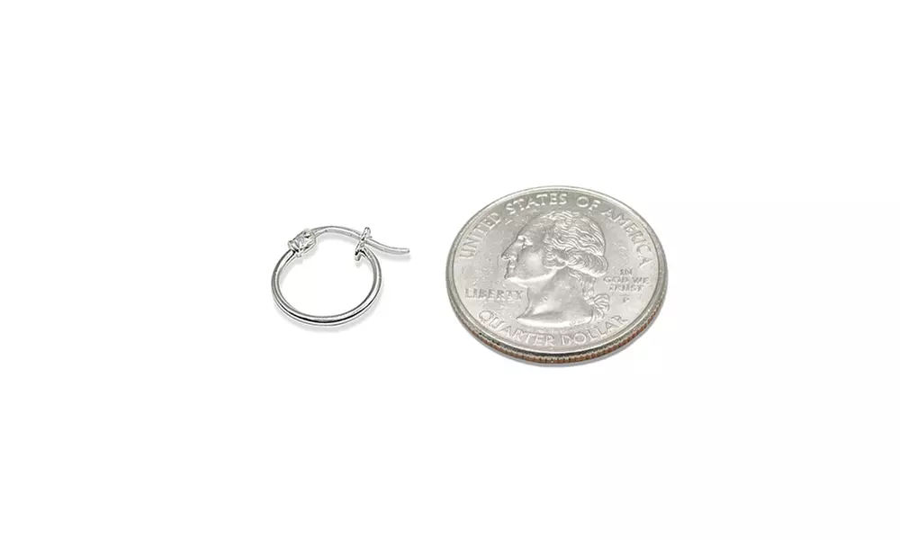 Set of 3 Silver 1mm Polished Round Thin Unisex Hoop Earrings, 12mm, 15mm, 20mm