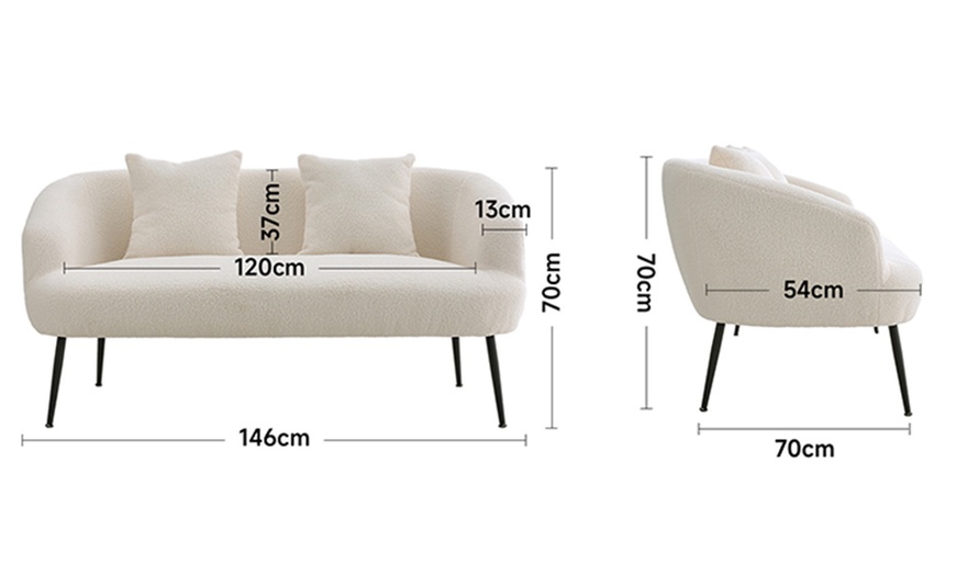 Image 5: White Teddy Fabric Loveseat